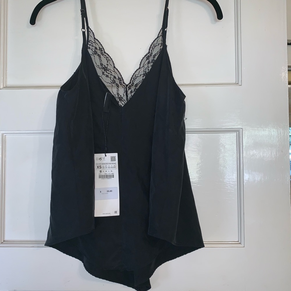 ZARA black lace blouse NEW w tags TRF collection